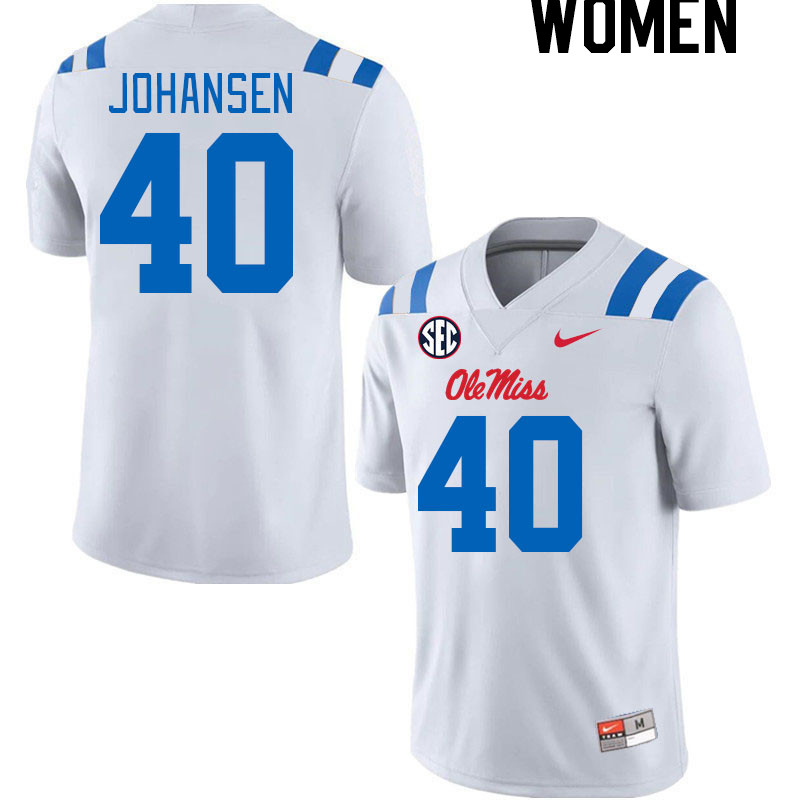 Women #40 Zach Johansen Ole Miss Rebels 2024 New Uniforms College Football Jerseys Stitched-White